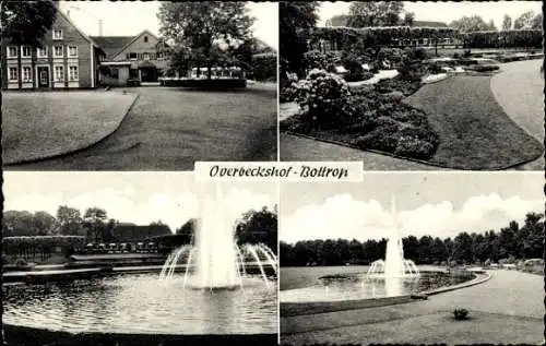 Ak Bottrop im Ruhrgebiet, Overbeckshof, Wasserfontäne, Brunnen, Park