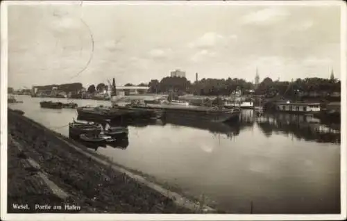 Ak Wesel am Niederrhein, Hafen, Schiffe