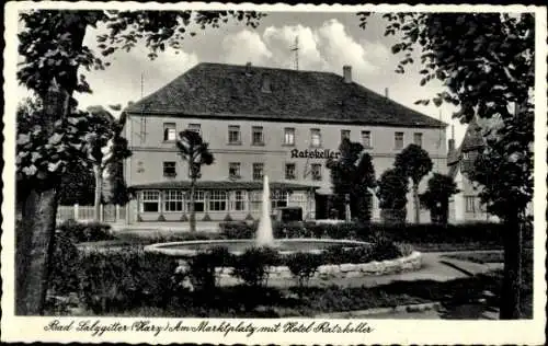 Ak Bad Salzgitter Harz,  Marktplatz, Hotel Ratskeller