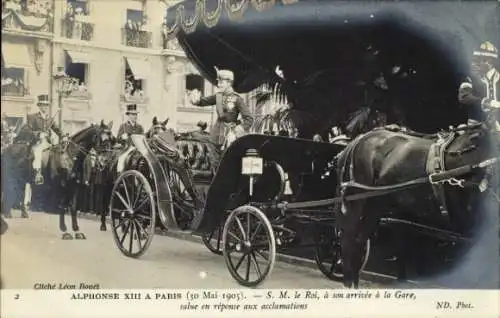 Ak Paris, Besuch von König Alfons XIII von Spanien 1905, Ankunft am Bahnhof