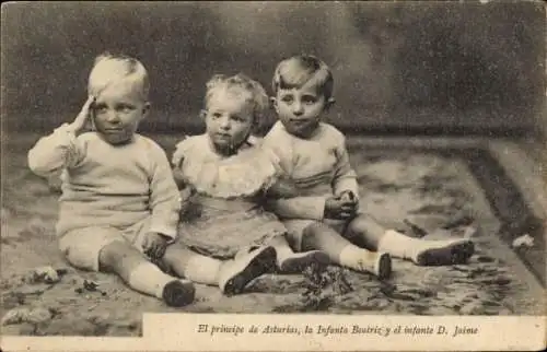 Ak El principe de Asturias, la Infanta Beatriz y el infante D. Jaime, Adel Spanien