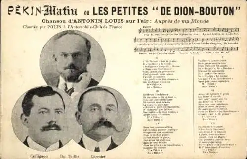 Lied Ak Pekin-Matin ou Les Petites de Dion-Bouton, Collignon, Du Taullis, Cormier