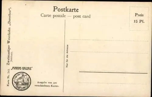 Künstler Ak Rave, Chr., Marine Galerie 263, Zweimastiger Weserkahn Dorothea, Jetztzeit, Leuchtturm