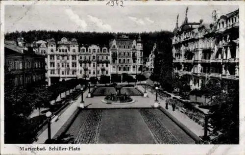 Ak Mariánské Lázně Marienbad Region Karlsbad, Schiller-Platz