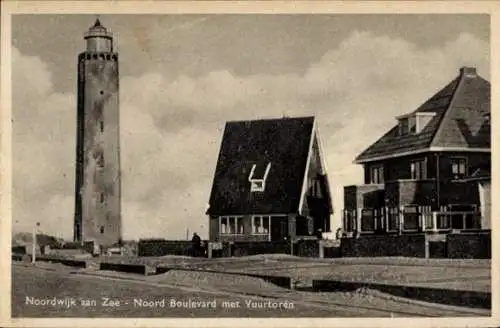 Ak Noordwijk aan Zee Südholland, Nordboulevard, Leuchtturm