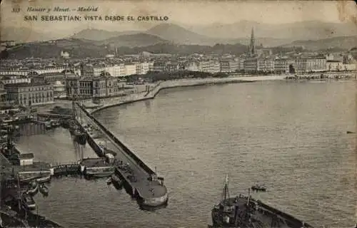 Ak Donostia San Sebastián Baskenland, Blick vom Schloss