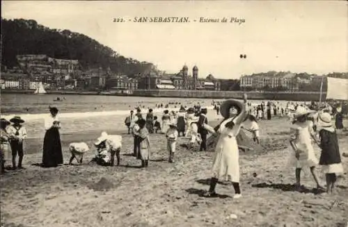 Ak Donostia San Sebastian Baskenland, Escenas de Playa