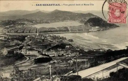 Ak Donostia San Sebastián Baskenland, Gesamtansicht vom Berg Ulia