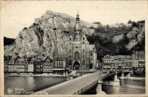 Ak Dinant Wallonia Namur, Brücke, Zitadelle, Kirche