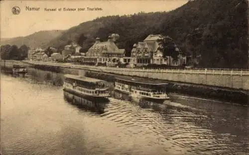 Ak Namur Wallonien, Kursaal, Boote für Touristen