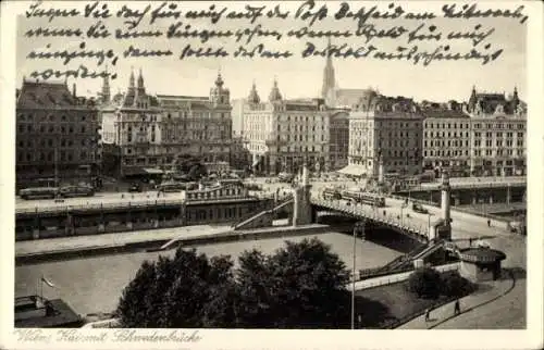 Ak Wien 1 Innere Stadt, Kai, Schwedenbrücke