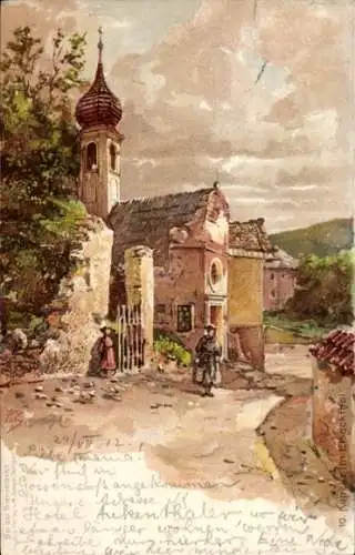 Künstler Litho Schmohl, P., Klausen Chiusa d'Isarco Südtirol Italien, Kapelle im Eisackthal