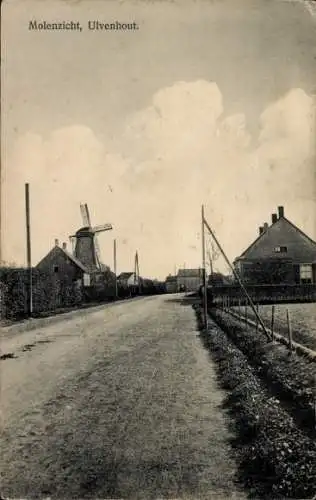 Ak Ulvenhout Nordbrabant Niederlande, Mühle, Straße