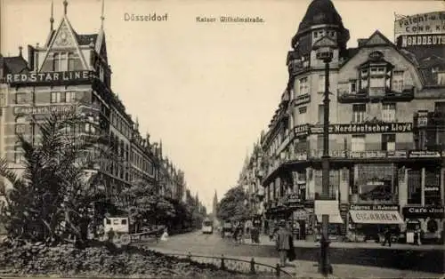Ak Düsseldorf am Rhein, Kaiser Wilhelmstraße, Geschäftshaus Norddeutscher Lloyd, Red Star Line