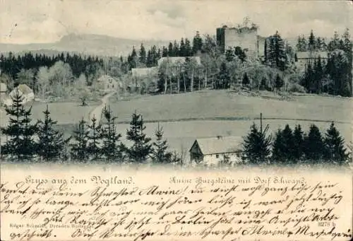 Ak Schwand Weischlitz im Vogtland, Dorf und Ruine Burgsteine