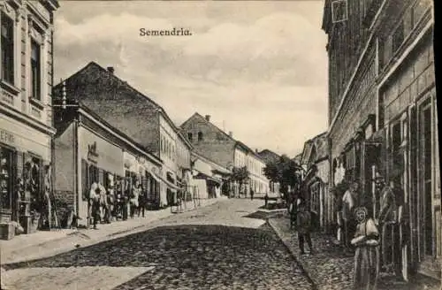 Ak Smederevo Semendria Serbien, Straßenpartie, Geschäfte, Anwohner