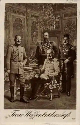 Ak Kaiser Wilhelm II., Kaiser Franz Joseph I., Ferdinand I. von Bulgarien, Sultan Mehmed V