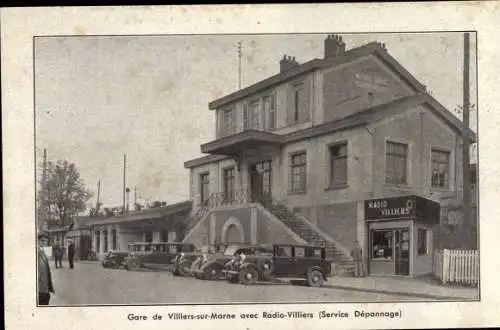 Ak Villiers sur Marne Val de Marne, La Gare, Radio Villiers