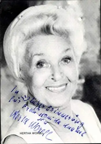 Ak Schauspielerin Hertha Worell, Portrait, Autogramm