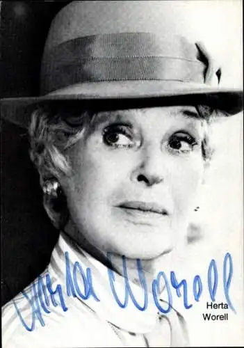 Ak Schauspielerin Hertha Worell, Portrait, Autogramm, Hut