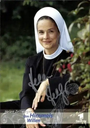 Ak Schauspielerin Helen Zellweger, Portrait, Autogramm, ARD, Serie Um Himmels Willen, als Nonne