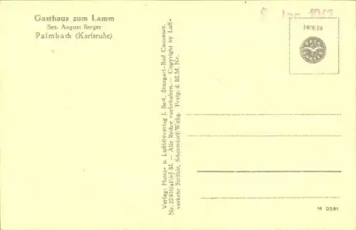 Ak Palmbach Karlsruhe in Baden, Fliegeraufnahme, Gasthaus zum Lamm