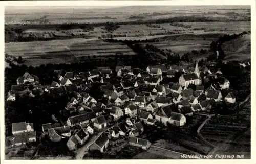 Ak Waldbach Bretzfeld in Württemberg, Fliegeraufnahme, Kirche