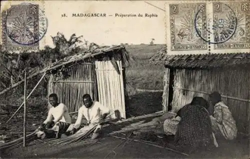 Ak Madagaskar, Herstellung von Bast