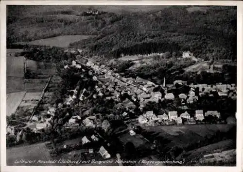 Ak Neustadt im Harz Harztor Thüringen, Ruine Hohnstein, Fliegeraufnahme