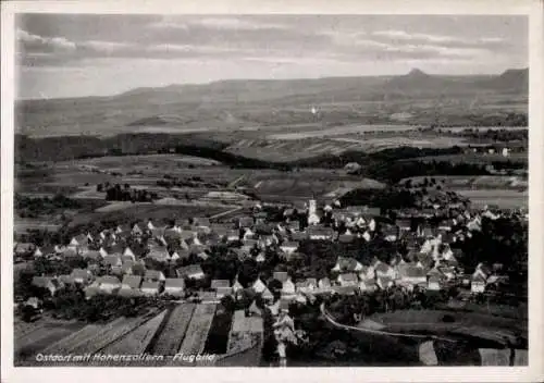 Ak Ostdorf Balingen im Zollernalbkreis Württemberg, Fliegeraufnahme, Hohenzollern