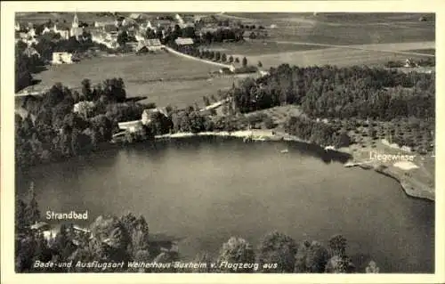 Ak Buxheim in Schwaben, Weiherhaus, Fliegeraufnahme