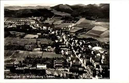 Ak Sobięcin Hermsdorf Wałbrzych Waldenburg Schlesien, Fliegeraufnahme