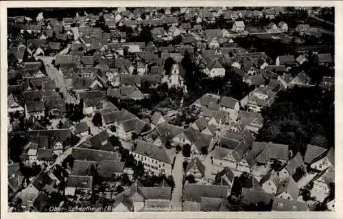 Ak Oberschopfheim Friesenheim in Baden, Fliegeraufnahme