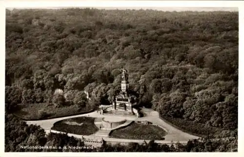 Ak Rüdesheim am Rhein, Niederwald Nationaldenkmal, Fliegeraufnahme