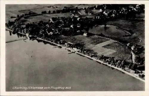 Ak Chieming am Chiemsee Oberbayern, Fliegeraufnahme