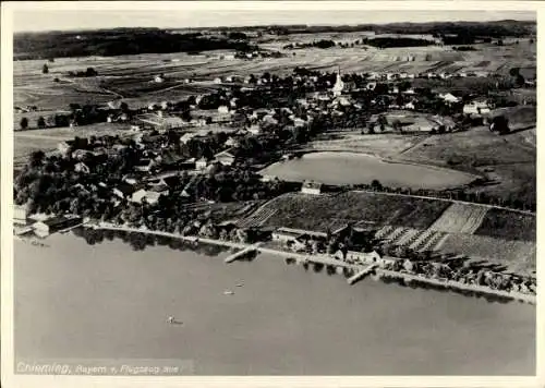 Ak Chieming am Chiemsee Oberbayern, Fliegeraufnahme