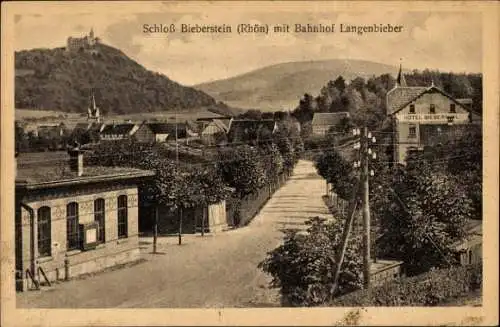 Ak Bieberstein Rhön Hessen, Bahnhof Langenbieber, Schloss, Hotel