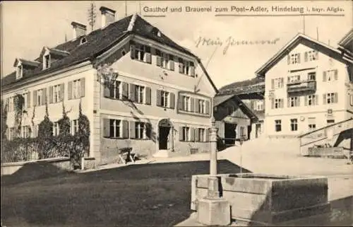 Ak Bad Hindelang im Oberallgäu, Gasthof und Brauerei zum Post-Adler