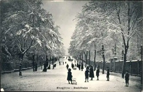 Ak Berlin Steglitz, Rodelbahn, Winteransicht