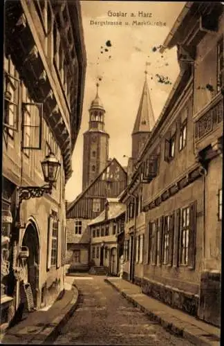 Ak Goslar in Niedersachsen, Bergstraße und Marktkirche