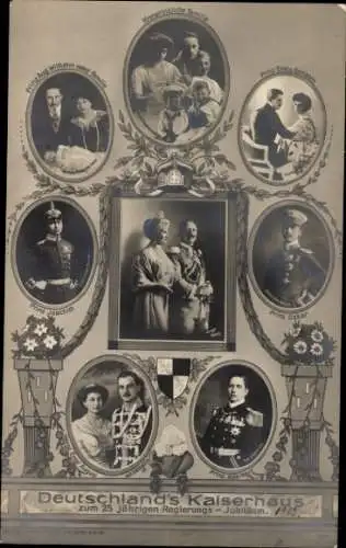 Ak Deutschlands Kaiserhaus unter Wilhelm II., 25 jähriges Regierungsjubiläum