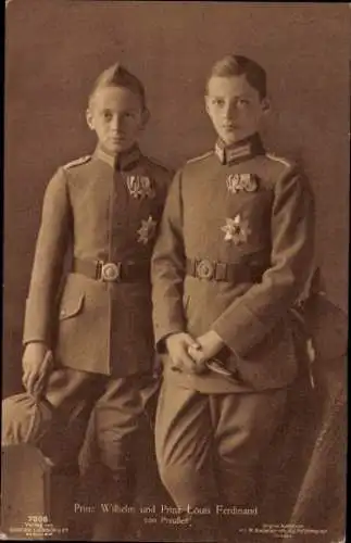 Ak Prinz Wilhelm, Louis Ferdinand von Preußen, Portrait in Uniform, Liersch 7906