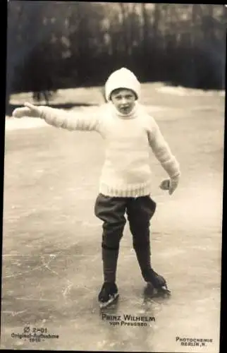 Ak Prinz Wilhelm von Preußen am Eislaufen, Photochemie Berlin 2401