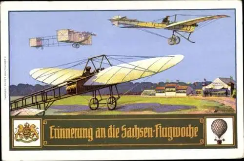 Ak Chemnitz Sachsen, Erinnerung an die Sachsen Flugwoche 1911