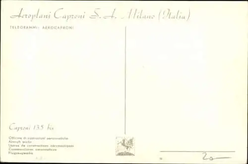 Ak Italien, Zivilflugzeuge, Firma Aeroplani Caproni, S.A. Milano