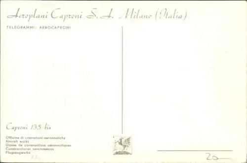 Künstler Ak Italien, Zivilflugzeuge, Firma Aeroplani Caproni, S.A. Milano