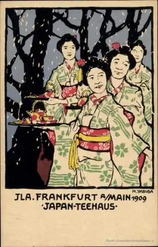 Künstler Ak Yasuda, M., Frankfurt am Main, Internationale Luftschifffahrt-Ausstellung 1909, Teehaus