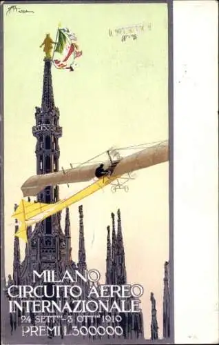 Künstler Ak Milano Mailand Lombardia, Circuito Aereo Internazionale 1910