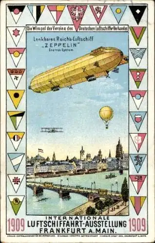 Wappen Ak Frankfurt am Main, Internationale Luftschifffahrt-Ausstellung 1909, Zeppelin, Ballon