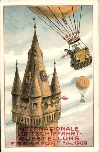 Ak Frankfurt am Main, Internationale Luftschifffahrt-Ausstellung 1909, Ballons